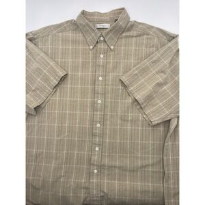 Turnbury Button Up Shirt Men's L Large Ivory Pocket Short Sleeves 100% Cotton‎